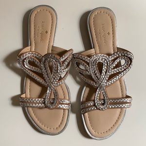 kate spade Ablis Silver Braided Leather Sandal